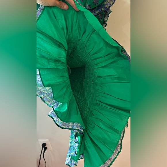 NWT Veronica Beard Brindelle Smocked Cotton Mini Dress in Kelly Green Multi 4 - Picture 14 of 15